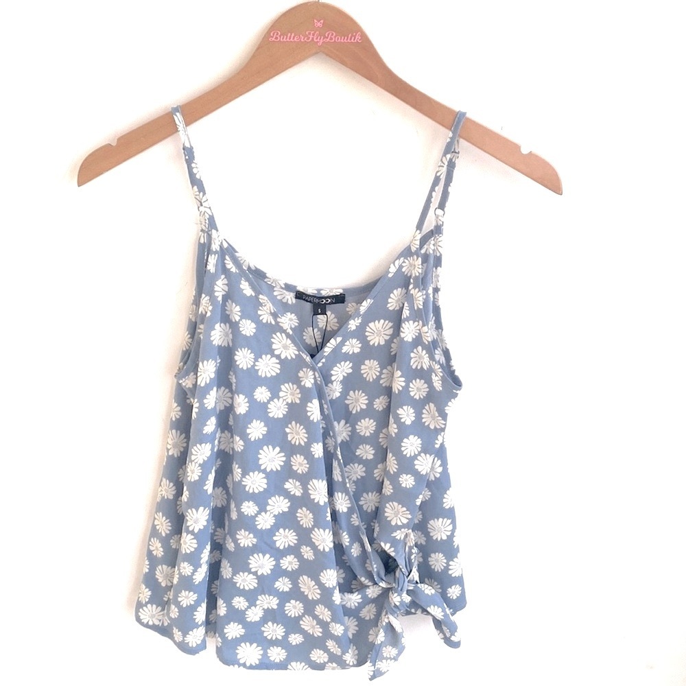 (A6) Papermoon daisy spaghetti strap side tie blouse, Size S, NWT